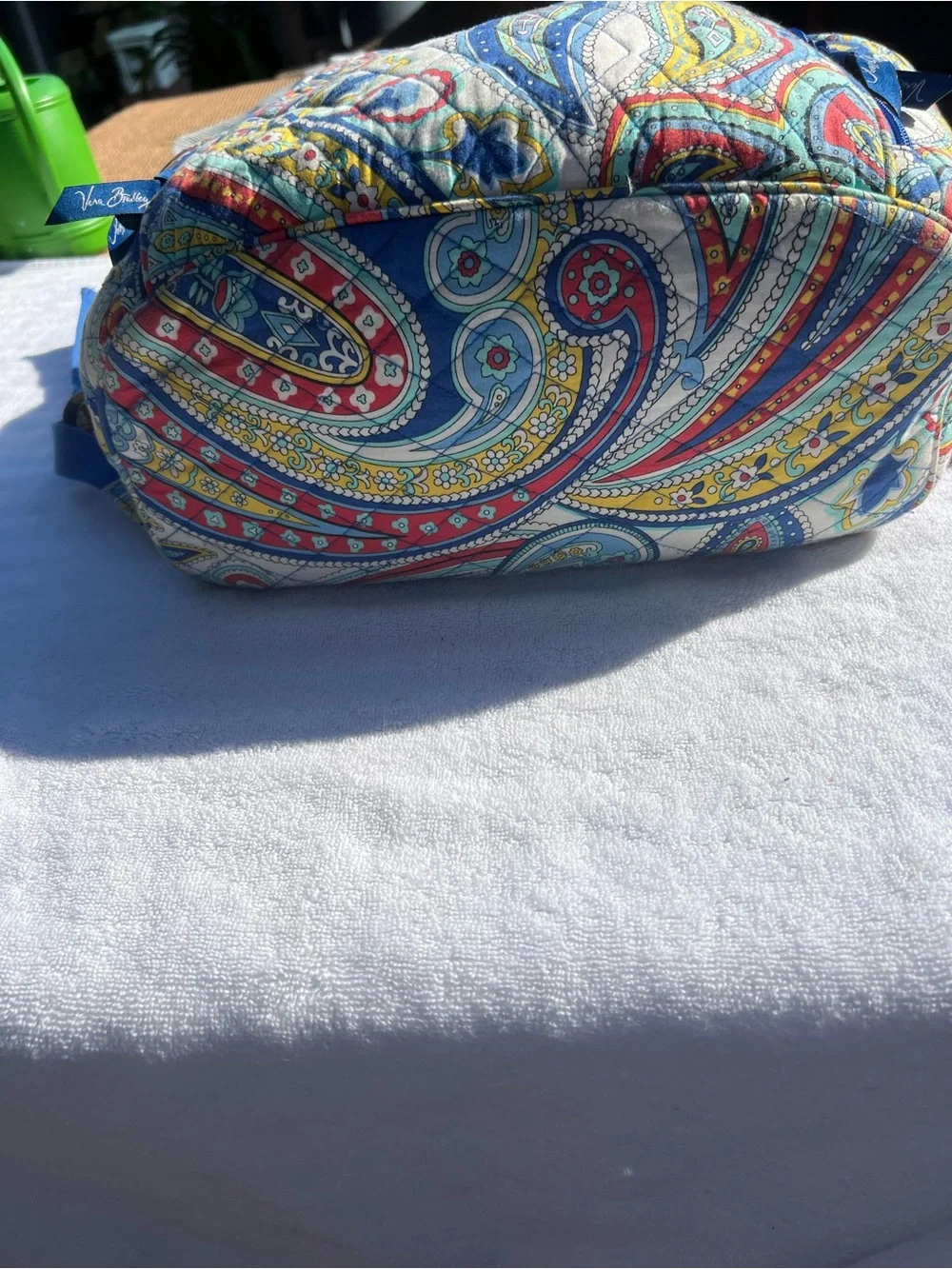 Vera Bradley Paisley Quilted Backpack in Blue, Yellow & Red